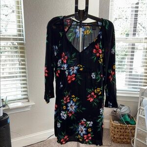 Old Navy Black Dress with Colorful Floral Design